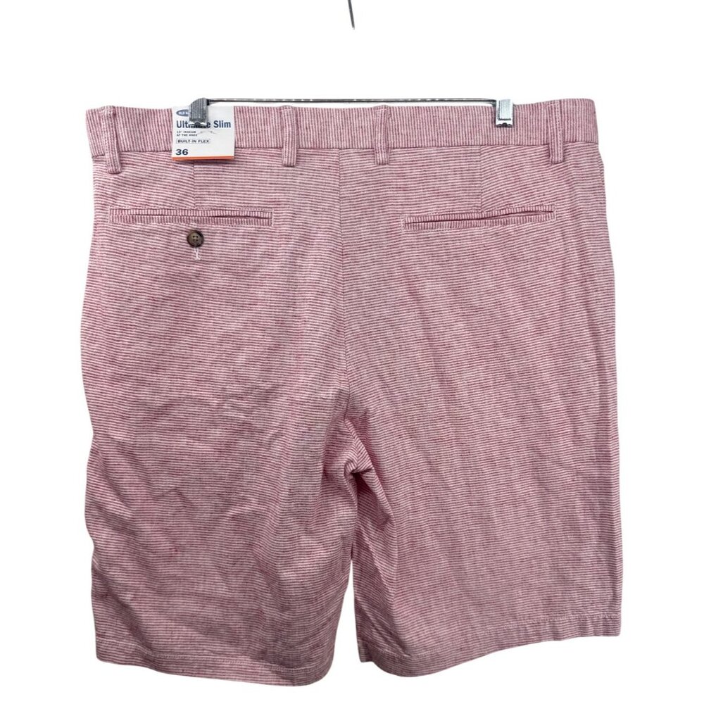 Old Navy Mens Shorts Sz 36 Red/White Striped NWT Ultimate Slim Built-In Flex 10" - Picture 2 of 13